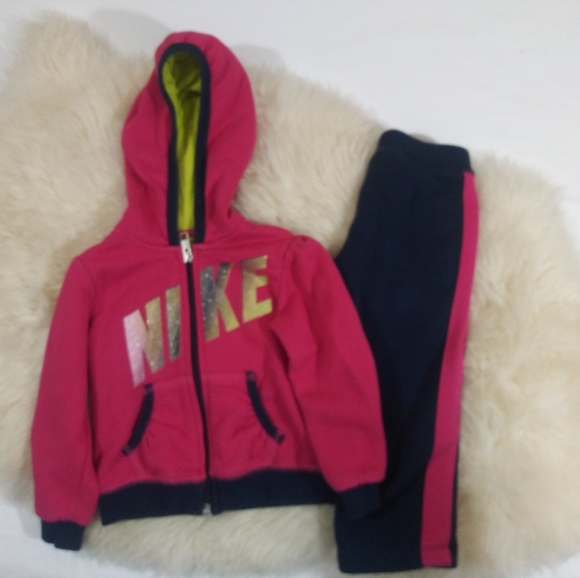Nike Other - Nike Toddler Hooded Tracksuit Navy/Pink Sz 2T